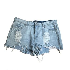 forever 21 light wash ripped jean shorts